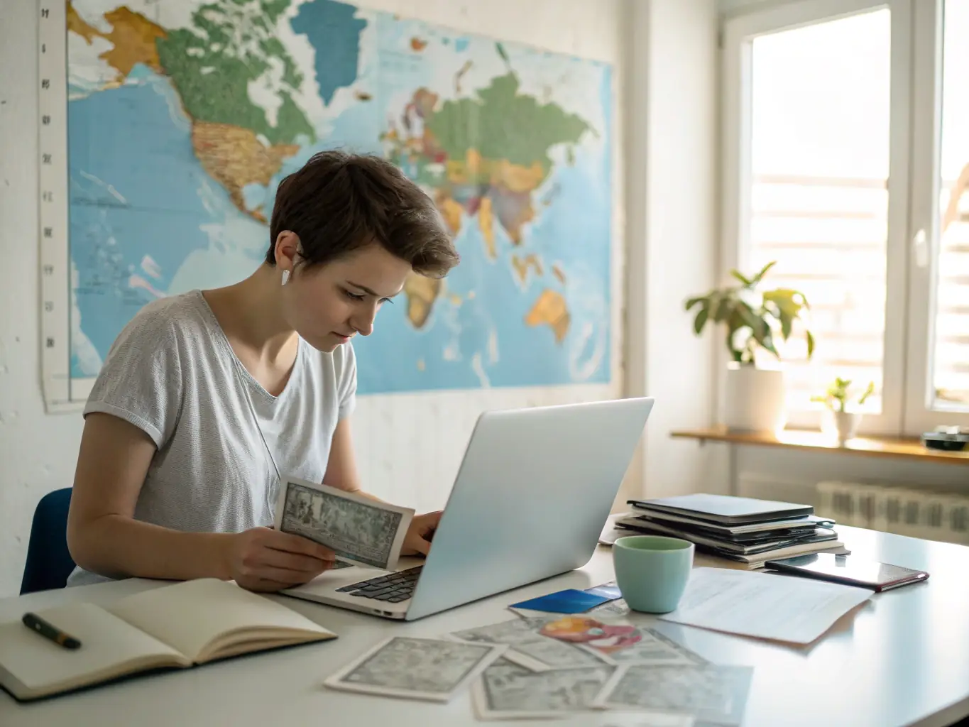 An image of a person filling out a visa application form on a laptop with official documents nearby, symbolizing the visa application services offered by London E-Servics.